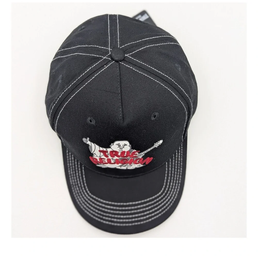 True Religion Jet Black True‎ Buddha Embroidered Hat TR4239 Adjustable Cap NWT